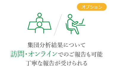 オプション 集団分析結果について訪問・オンラインでのご報告も可能 丁寧な報告が受けられる